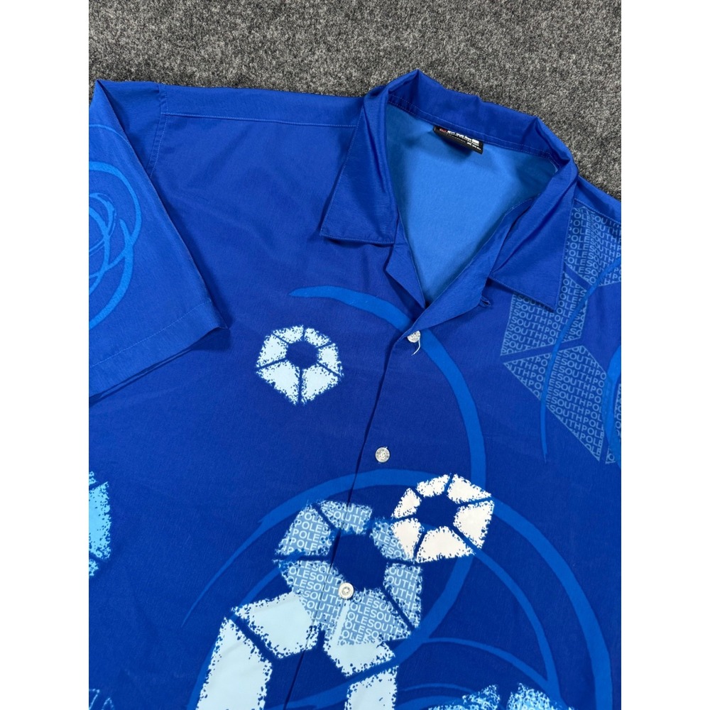 VTG Y2K South Pole XXL Blue Abstract Button Up Shirt Hip Hop Streetwear